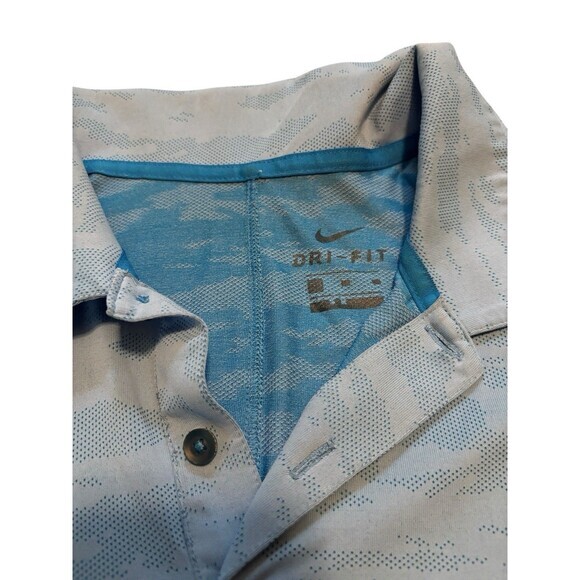 Nike Dri-Fit Wave Blue Camo Jacquard‎ Golf Polo Mens Size XL - AA1852-406 - Picture 2 of 6